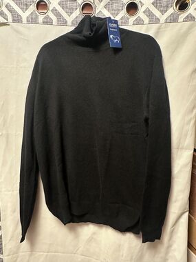 NWT Evseg 100% Cashmere Men's Turtleneck Sweater In Black Size XXL